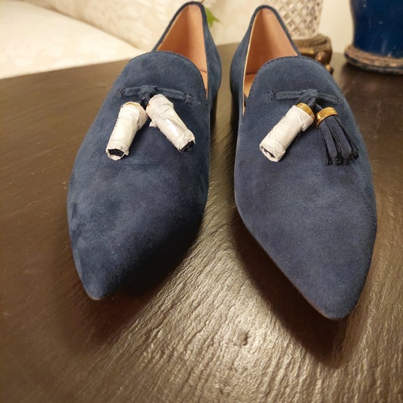 NEW! Cole Haan Women's Vanya Tassel Flat Elegant Navy Loafers Preppy Sz 7B $170 - Picture 4 of 14